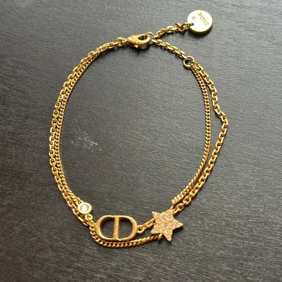 Christian Dior Gold Tone Star Logo Petit CD Double Bracelet - Picture 4 of 7